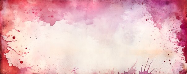 Watercolor border with varying shades of pink, red, magenta, and gentle rose. Ideal for use in social banners, cards, and invitations. Mix of red tones that express feelings of love and emotion.