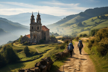 A pilgrimage along the historic Camino de Santiago trail, guiding spiritual seekers through picturesque landscapes and cultural encounters.