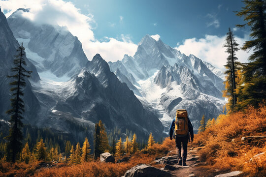 A backpacking trek through towering mountain ranges, immersing hikers in the challenge and beauty of alpine environments.