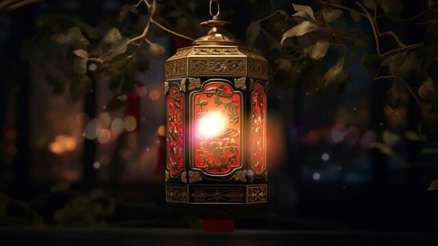twinkling Chinese New Year lanterns, looping video, 4k