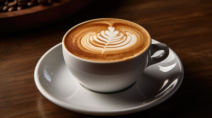 a Cup of coffee Cappuccino and milk foam close up view.