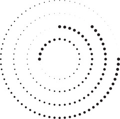 Halftone circular dotted spiral. Design element