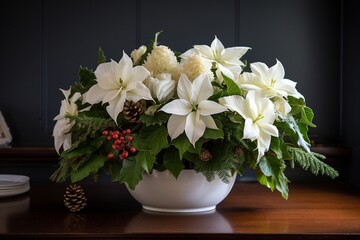 Beautiful white poinsettia arrangement