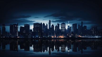 Fototapeta na wymiar silhouette of skyscraper buildings in the city at night