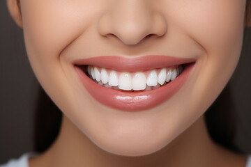 Fototapeta premium close up of a woman smiling post dental appointment 