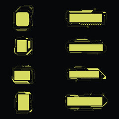 Yellow technology background with HUD dashboard interface. Vector illustration. HUD ダッシュボード インターフェイスを備えた黄色のテクノロジーの背景。 ベクトル図.