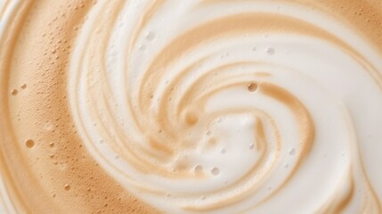 Top view close up Cappuccino and milk foam