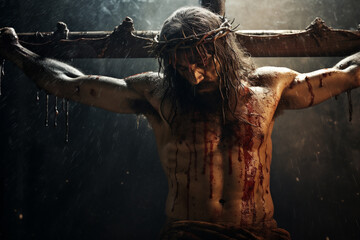 jesus christ on the cross - obrazy, fototapety, plakaty