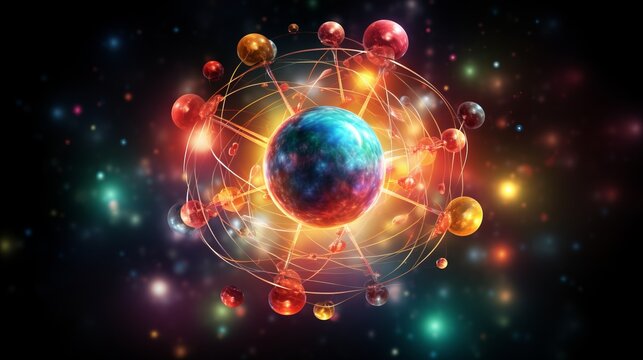 Illustration of electrons orbiting a fixed, positively charged nucleus in predictable paths
