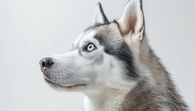 Husky against a clean white background,  Alaskan Malamute dog on white background