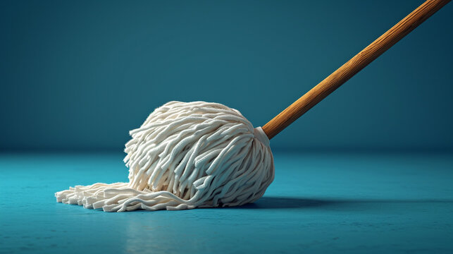 White mop on the floor.