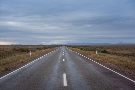 Flinders Ranges road with stormy sky