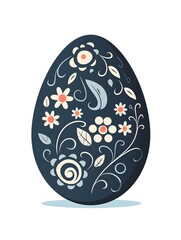 Cartoon Style Easter Egg in anthracite Colors on a white Background. Easter Illustration with Copy Space