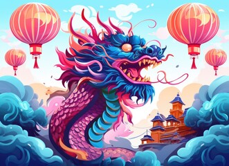 New Year celebration dragon dance, Year of the Dragon Spring Festival sculpture traditional festival