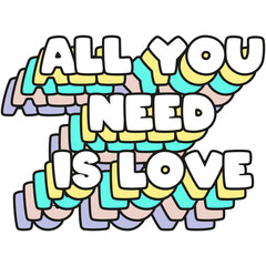 Fun multicolores pastel lettering spelling 