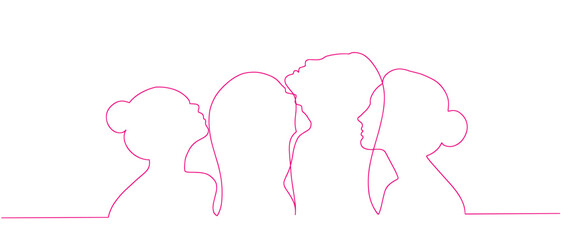 Women day line art style vector with transparent background 