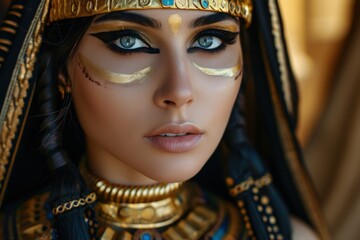 Fototapeta na wymiar Woman in the Goddess Ancient Babylonian Civilization Beauty Style - Beautiful Goddess Girl Background created with Generative AI Technology