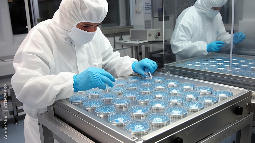 Aufkleber scientist expertly handling and analyzing lab samples with copyspace provided for text or captions