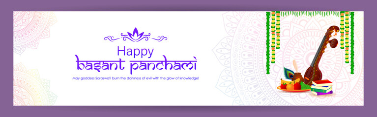 Vector illustration of Happy Vasant Panchami social media feed template