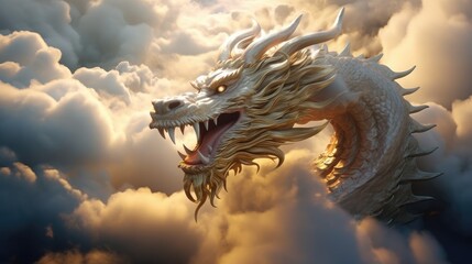 Majestic Chinese Dragon Sculpture