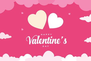 Valentine's Day background, happy white valentine's day banner