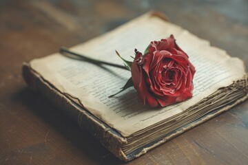 old book with rose. 