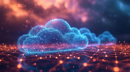 Foto op Canvas Virtual cloud abstract: Unleashing the power of digital data processing, it seamlessly integrates computing, storage, and networking for agile, scalable, and efficient operations. © Thiyanga