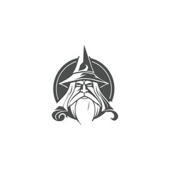 Fototapeta premium Wizard logo design illustration vector template, witch wizard logo