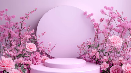 Podium background flower rose product pink 3d spring table beauty stand display nature white. Garden rose floral summer background podium cosmetic valentine easter field scene gift purple day