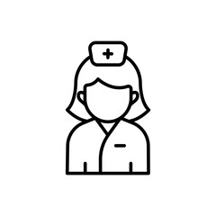 Nurse outline icons, jobs and profession minimalist vector illustration ,simple transparent graphic element .Isolated on white background