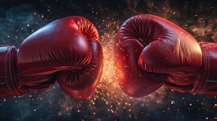Boxing Gloves Impact Capturing the Moment of Contact - obrazy, fototapety, plakaty