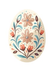 Cartoon Style Easter Egg in ivory Colors on a white Background. Easter Illustration with Copy Space