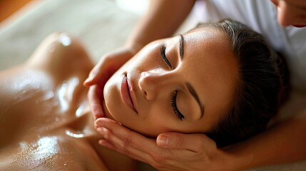 Obraz na płótnie Canvas Serene Spa Experience with Relaxing Facial Massage
