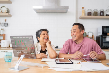 Senior couple learning about new technology, Active modern life after retirement