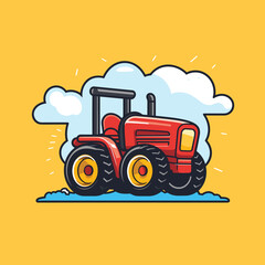 Cartoon mini tractor agricultural machinery vector illustration