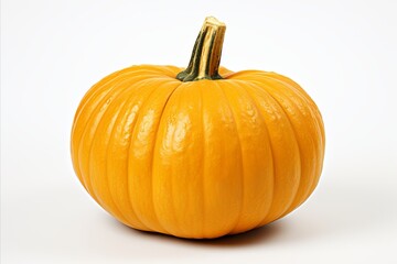 Isolated orange pumpkin on white background for halloween or autumn designs and decorations