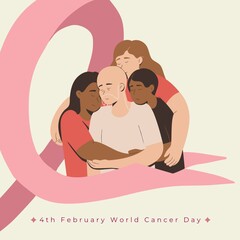 World Cancer Day Banner: Vector Illustration with Greetings and Copy Space for Health Awareness
