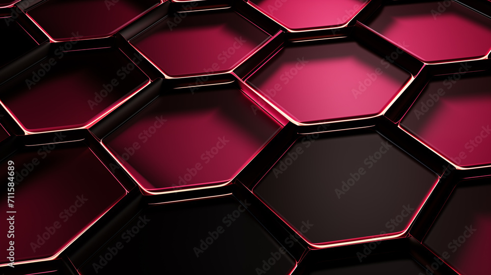 Poster a well-ordered hexagonal background in magenta contrasts with black.