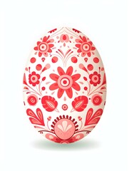 Cartoon Style Easter Egg in light red Colors on a white Background. Easter Illustration with Copy Space