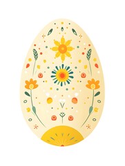 Naklejka premium Cartoon Style Easter Egg in light yellow Colors on a white Background. Easter Illustration with Copy Space