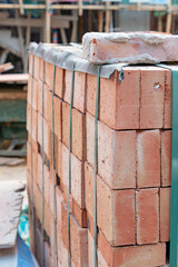 bricks and construction site at vertical composition