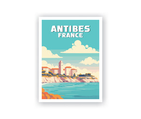 Antibes Illustration Art. Travel Poster Wall Art. Minimalist Vector art