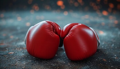 Red and blue boxing gloves clashing. Head-to-head confrontation and conflict.