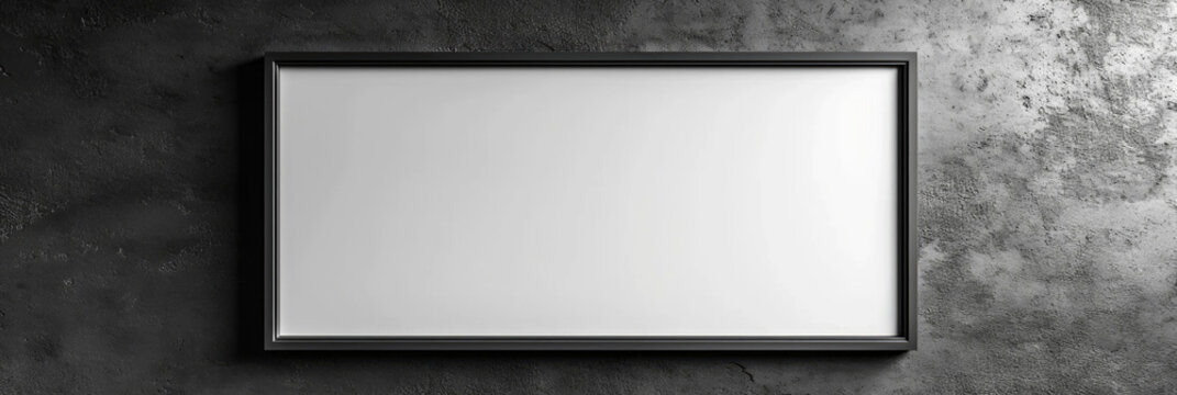 A picture frame hanging on a wall in a room, frame mockup with copy-space.