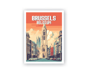 Brussels Illustration Art. Travel Poster Wall Art. Minimalist Vector art