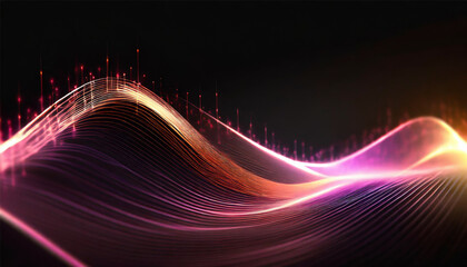 Wave of bright in dark background. Sound and music visualization