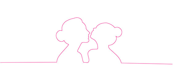 Women day line art style vector with transparent background 