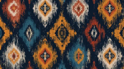 Poster ikat ethnic oriental ikat pattern traditional Design for background,carpet,wallpaper,clothing,wrapping,Batik,fabric,Vector illustration. Seamless pattern . © pisan thailand