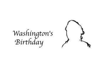 Hand drawn sketch banner of george washington silhouette. Vector illustration isolated. Minimalistic design. 