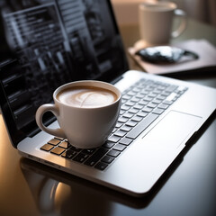 cup of coffee and laptop